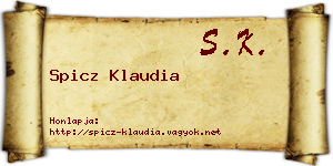 Spicz Klaudia névjegykártya